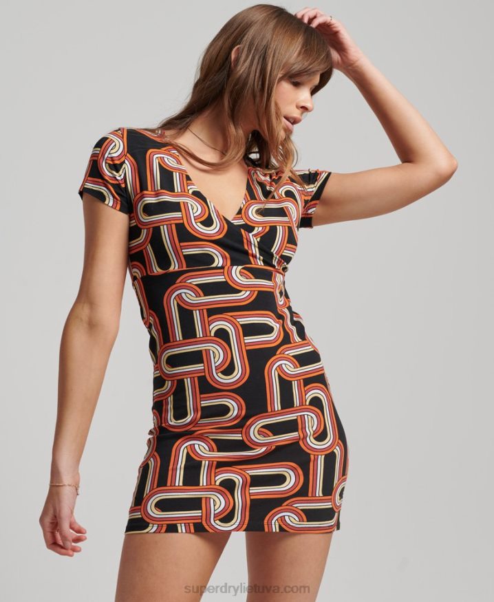 Superdry Printed Mini Day Dress Black Women