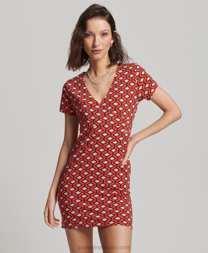 Superdry Printed Mini Day Dress Orange Women