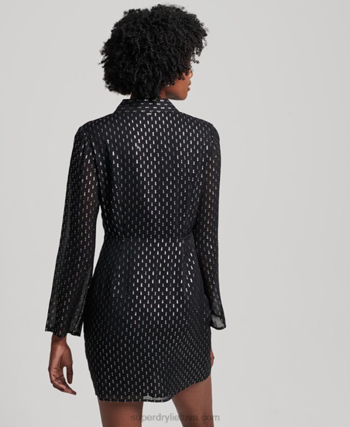 Superdry Printed Mini Shirt Dress Black Women