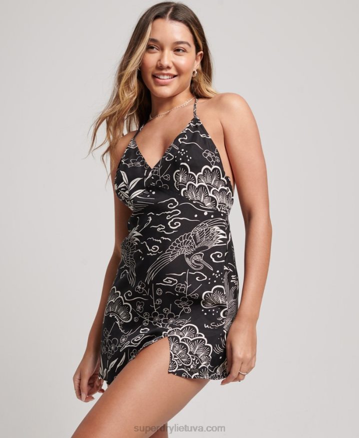 Superdry Printed Mini Slip Dress Black Women