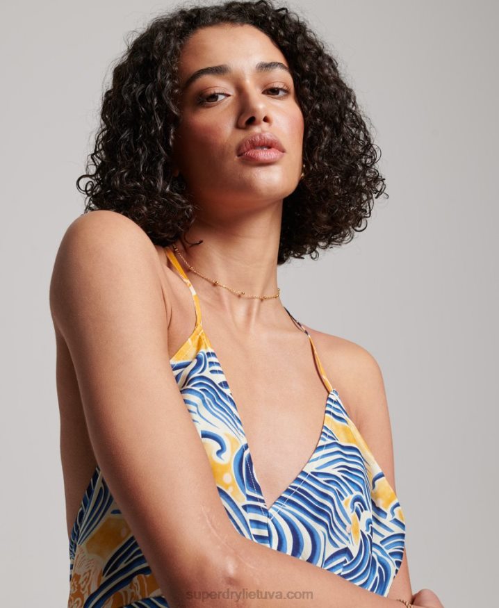 Superdry Printed Mini Slip Dress Gold Women