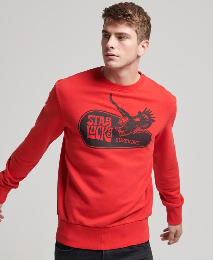 Superdry Psych Rock Crew Sweatshirt Red Men