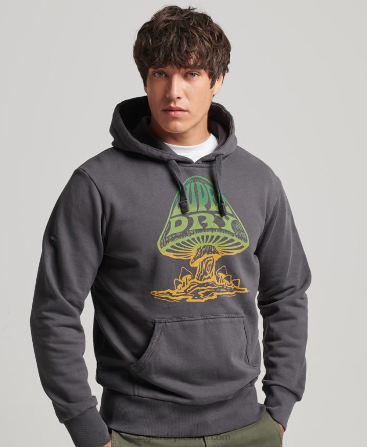 Superdry Psych Rock Hoodie Dark Grey Men