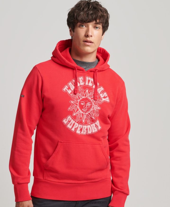 Superdry Psych Rock Hoodie Red Men