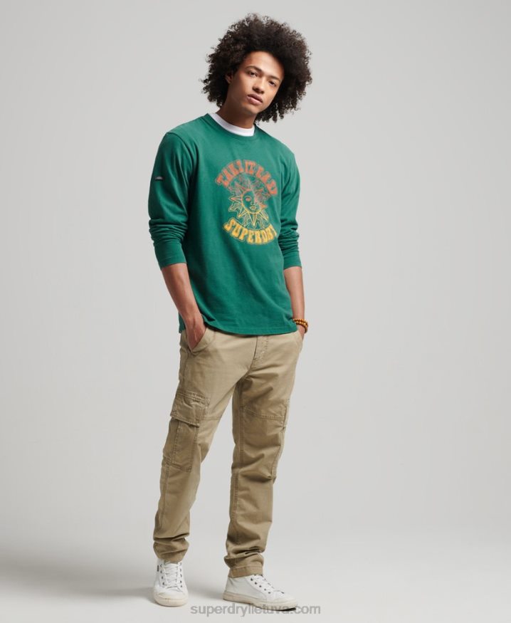 Superdry Psych Rock Long Sleeve Top Green Men