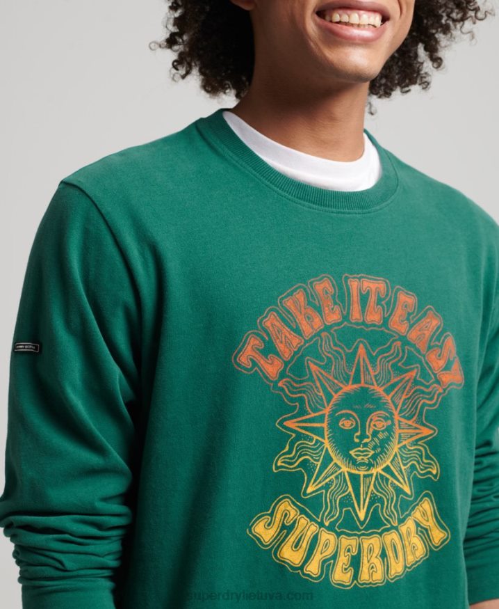 Superdry Psych Rock Long Sleeve Top Green Men