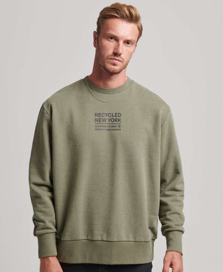 Superdry Recycled City Crew Sweatshirt Khaki Men