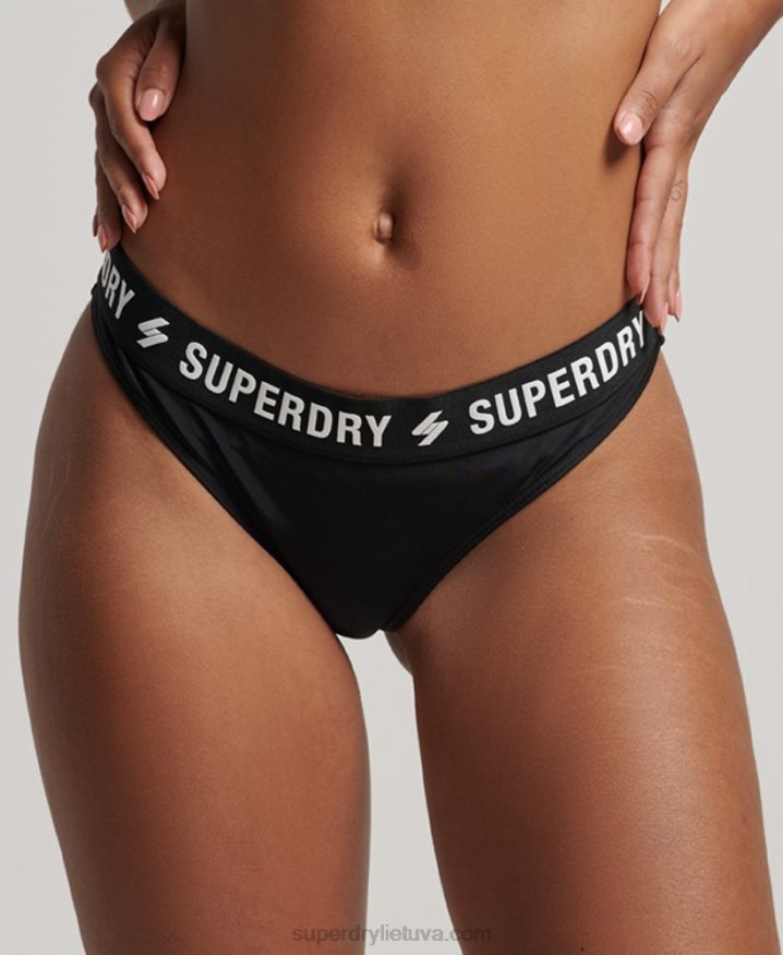 Superdry Recycled Elastic Bikini Briefs Black Women