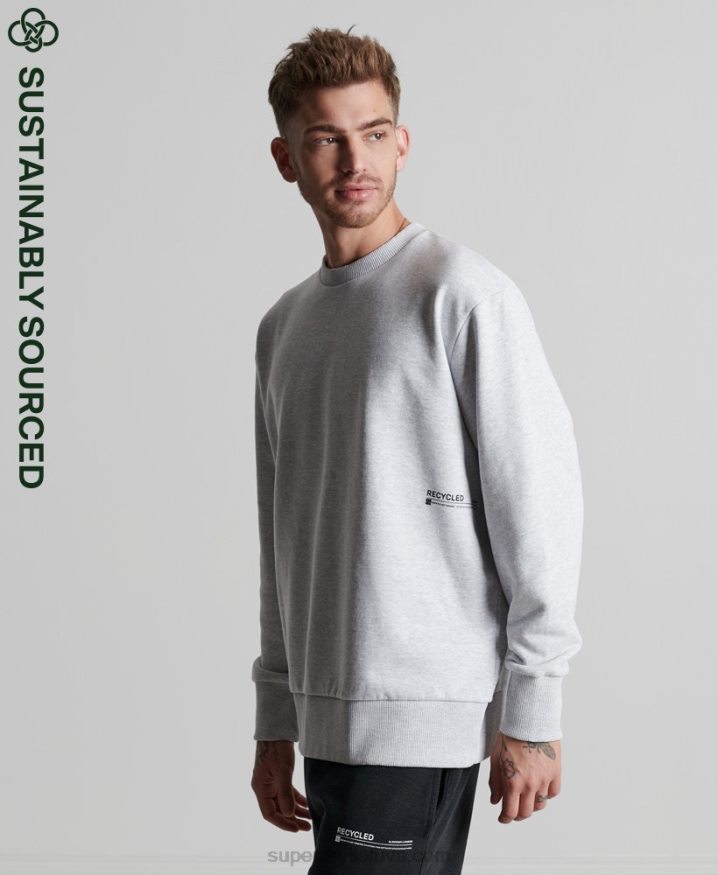 Superdry Recycled Micro Mid Crew Sweatshirt Light Grey Men