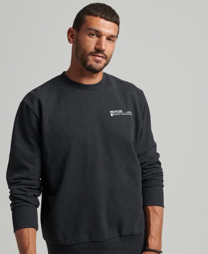 Superdry Recycled Micro Top Crew Sweatshirt Black Men