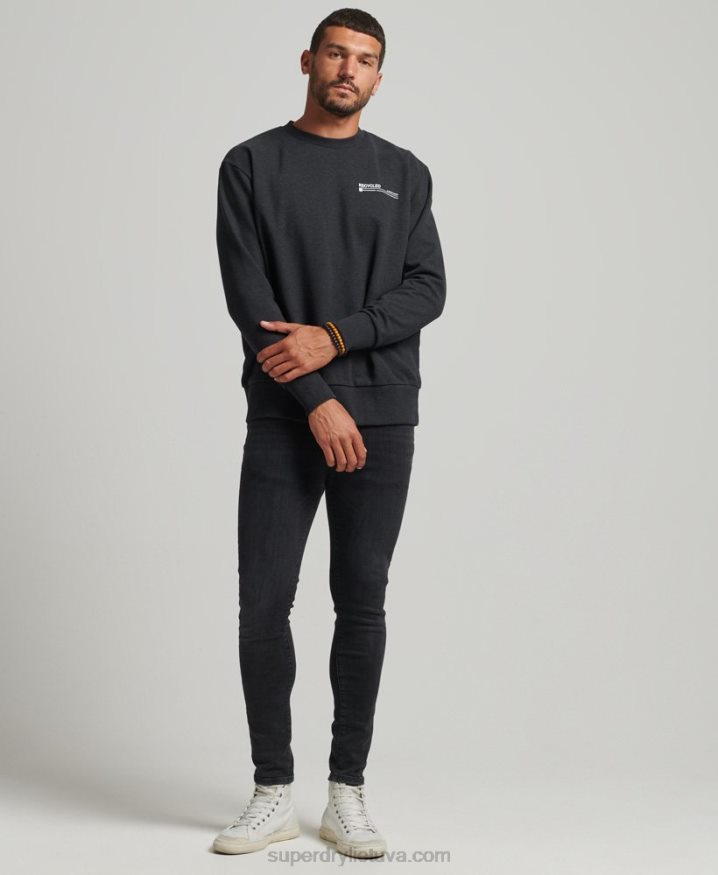 Superdry Recycled Micro Top Crew Sweatshirt Black Men