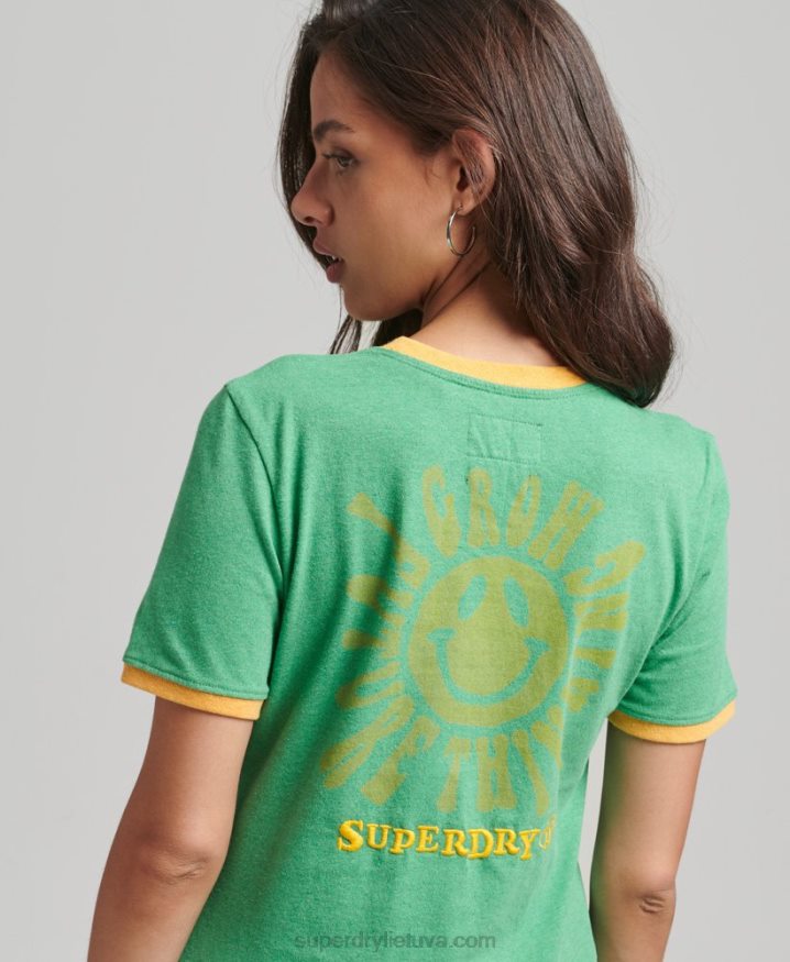 Superdry Recycled Ringer T-Shirt Green Women