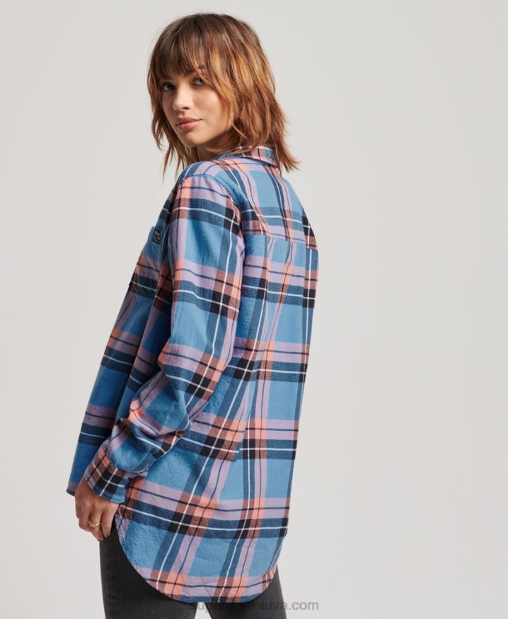 Superdry Relaxed Check Shirt Navy Women