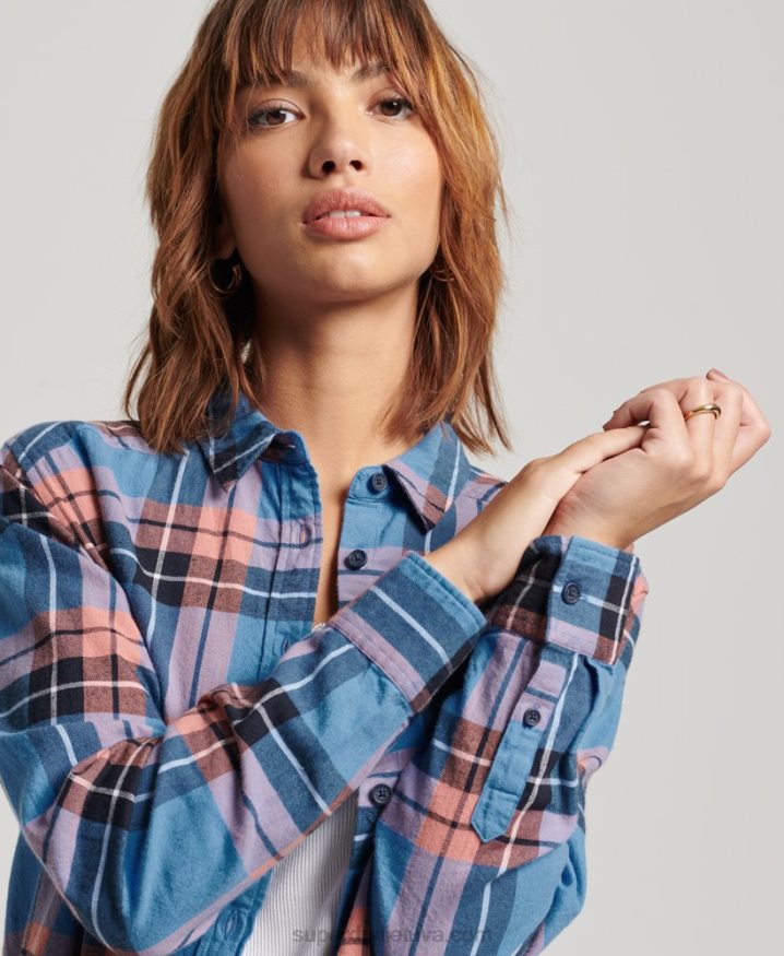 Superdry Relaxed Check Shirt Navy Women