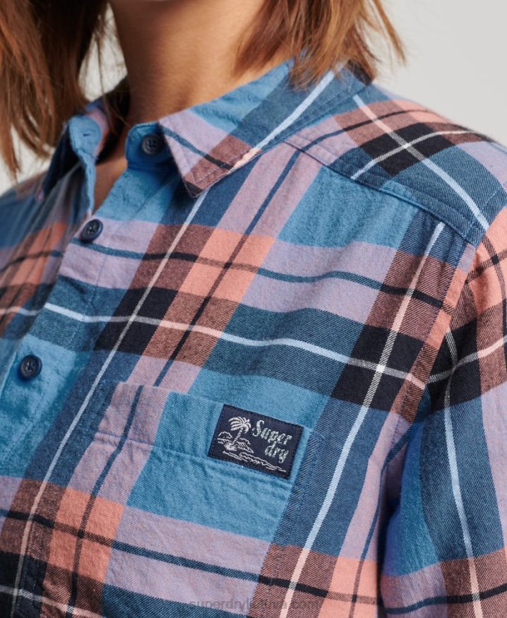 Superdry Relaxed Check Shirt Navy Women