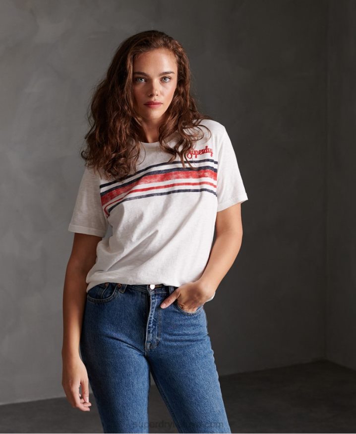 Superdry Retro Stripe T-Shirt White Women