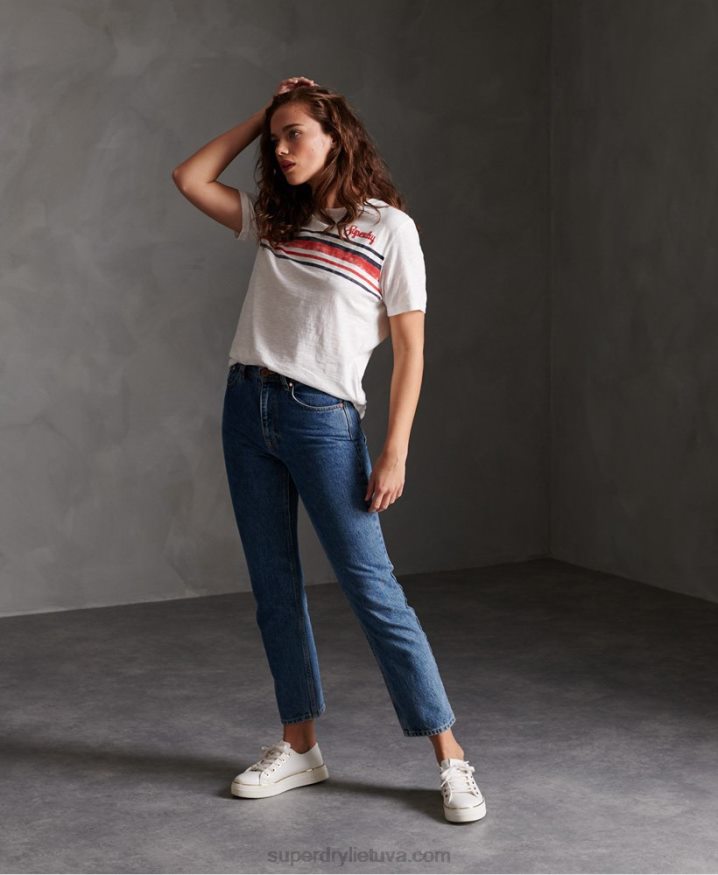 Superdry Retro Stripe T-Shirt White Women