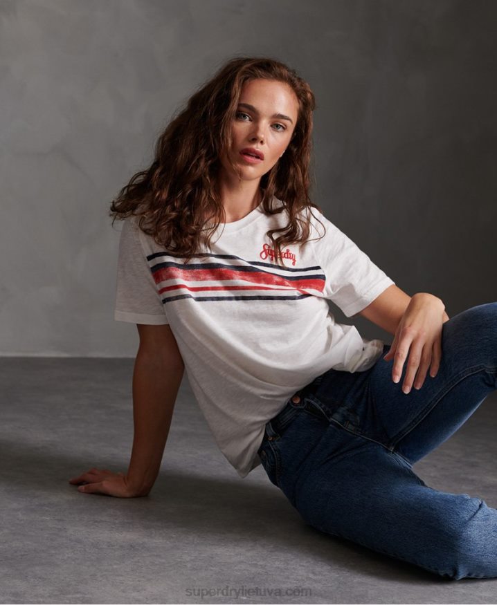 Superdry Retro Stripe T-Shirt White Women