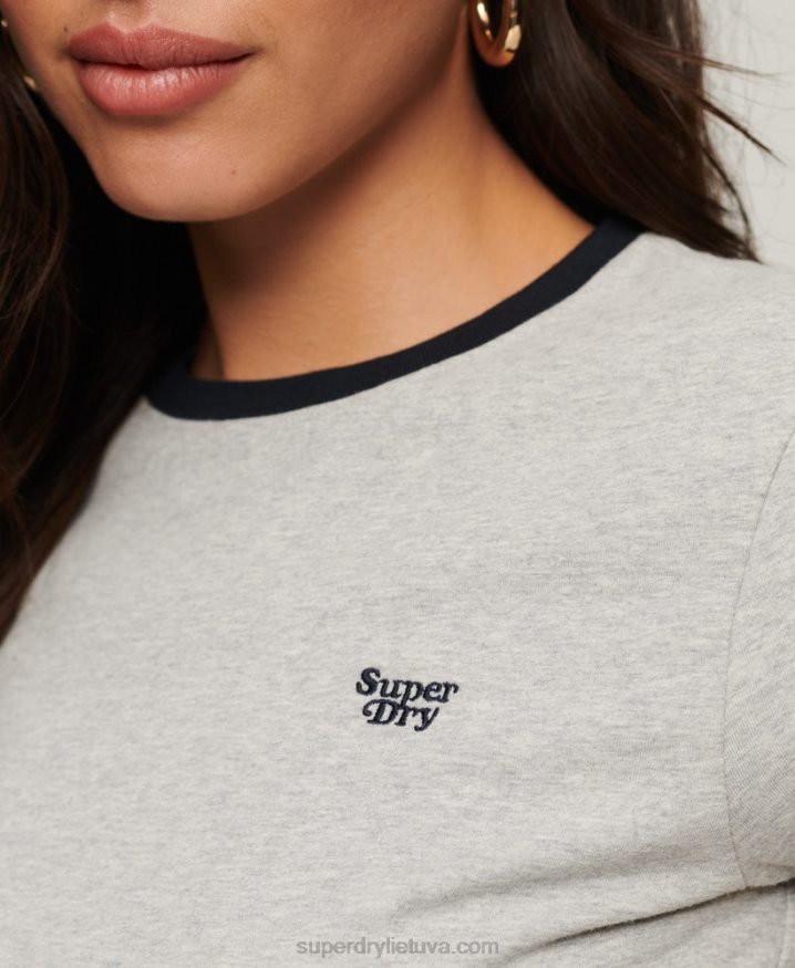 Superdry Ringer T-Shirt Dark Grey Women