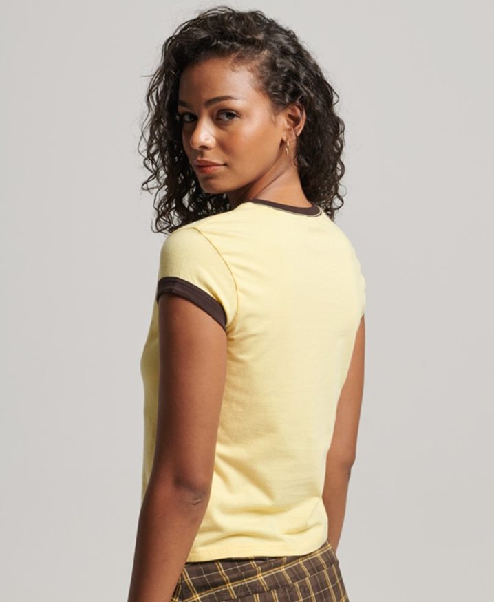 Superdry Ringer T-Shirt Yellow Women