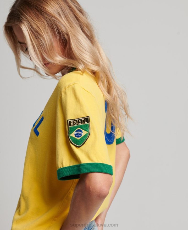 Superdry Ringspun Football Brazil Matchday T-Shirt Yellow Women