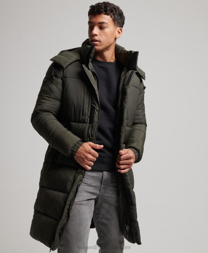 Superdry Ripstop Longline Puffer Jacket Green Men