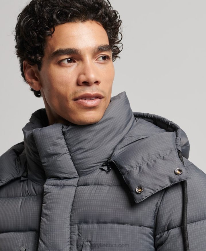 Superdry Ripstop Longline Puffer Jacket Grey Men