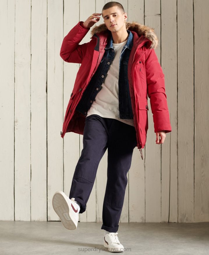 Superdry Rookie Down Parka Coat Red Men