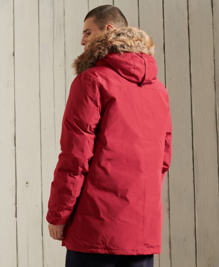 Superdry Rookie Down Parka Coat Red Men