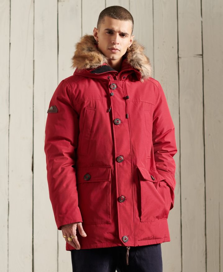 Superdry Rookie Down Parka Coat Red Men