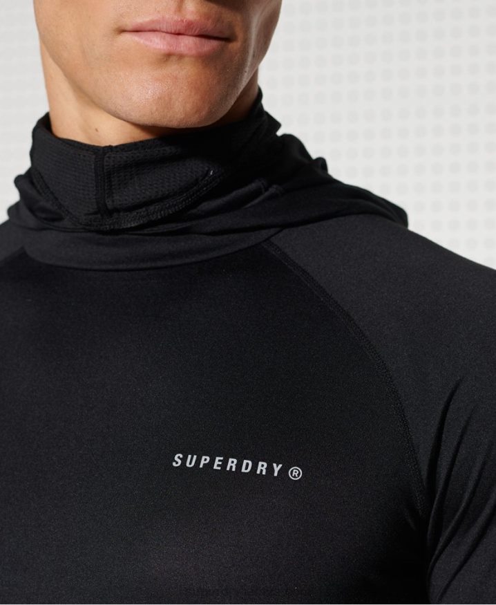 Superdry Run Hooded Mid Layer Top Black Men