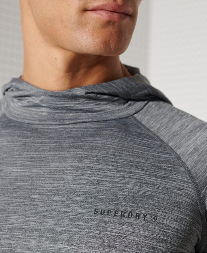 Superdry Run Hooded Mid Layer Top Dark Grey Men