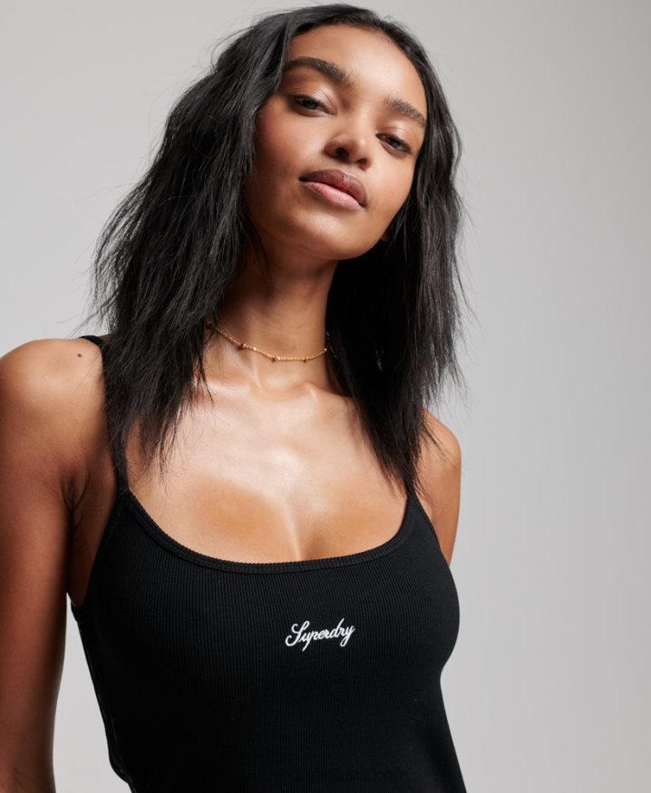 Superdry S Logo Strappy Dress Black Women