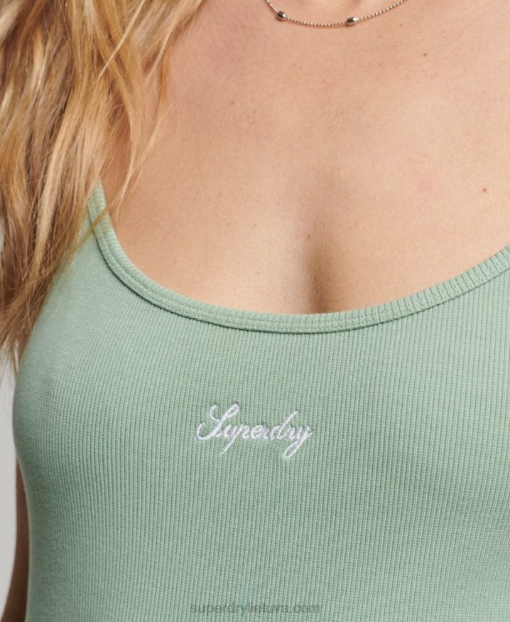 Superdry S Logo Strappy Dress Green Women