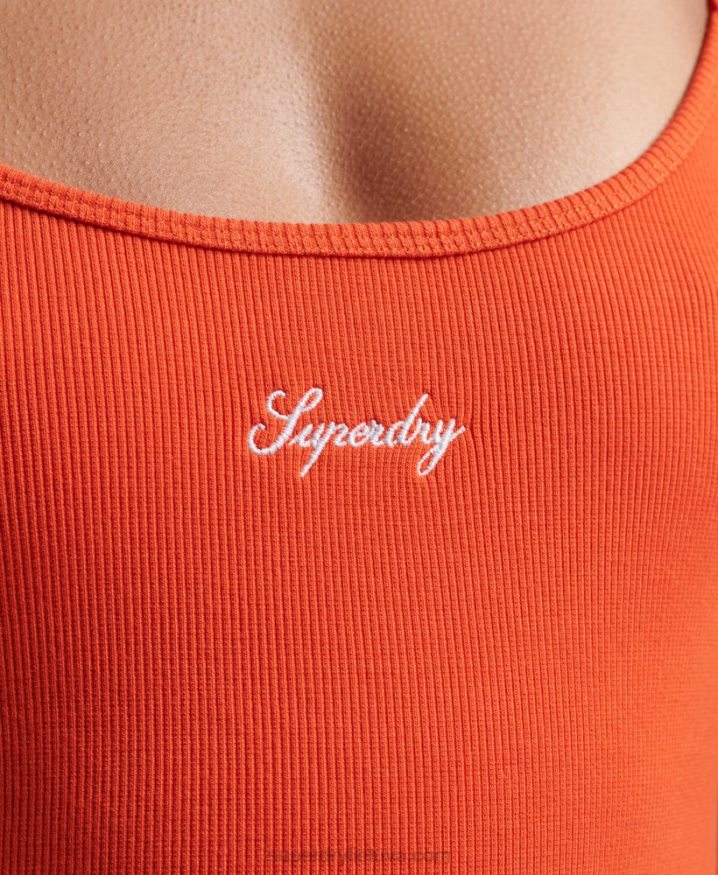 Superdry S Logo Strappy Dress Orange Women