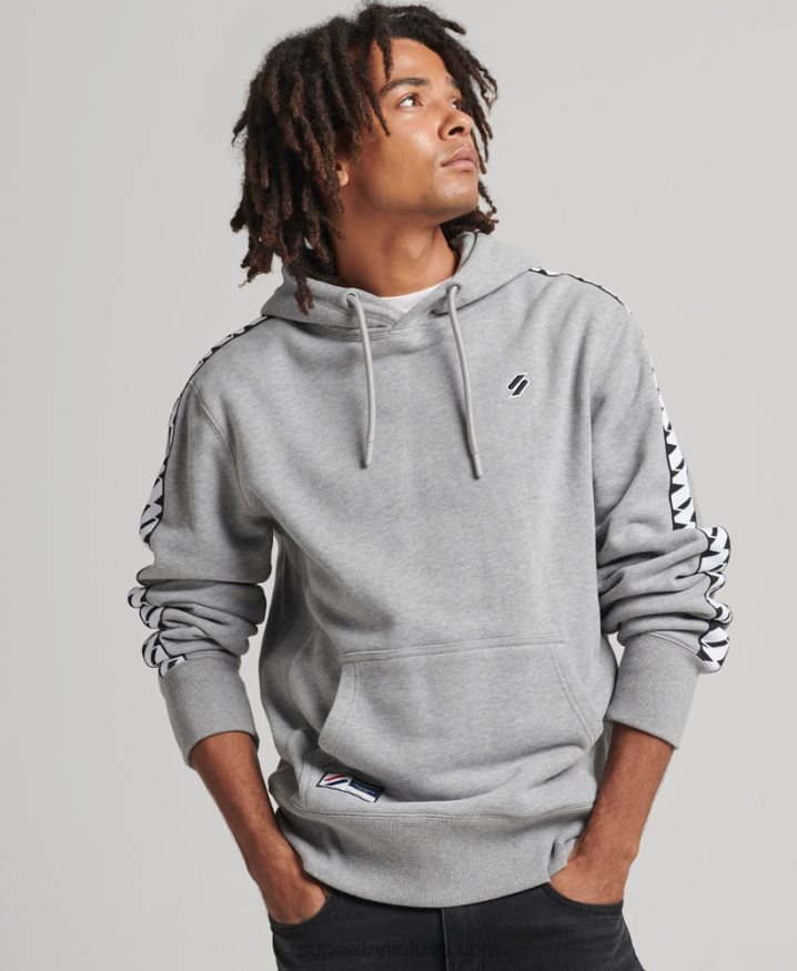 Superdry S Logo Tape Hoodie Grey Men