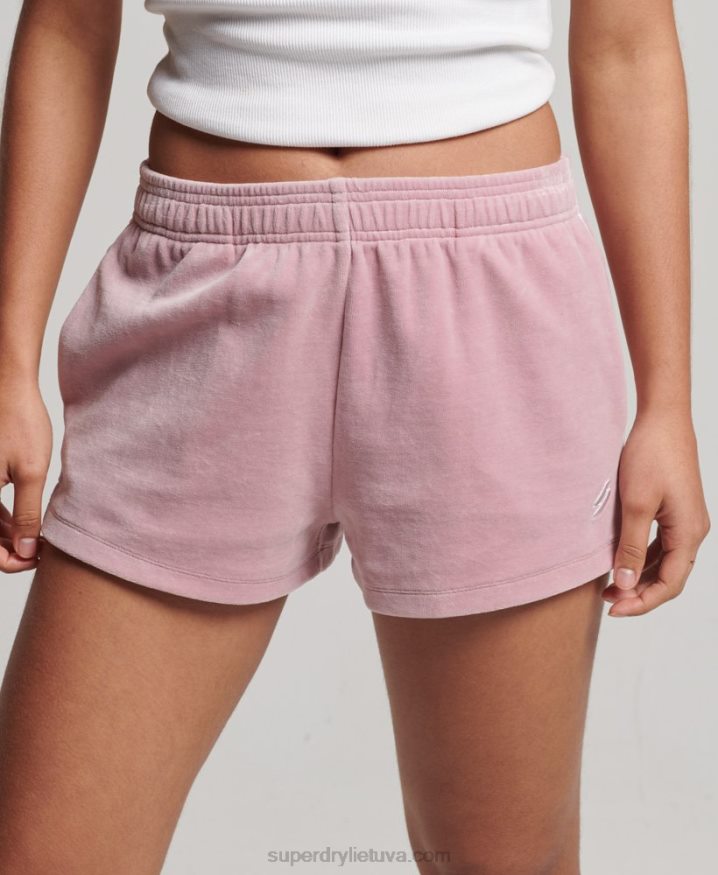 Superdry S Logo Velour Shorts Pink Women