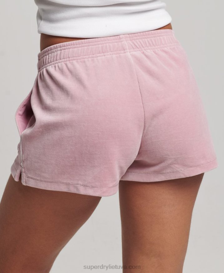 Superdry S Logo Velour Shorts Pink Women