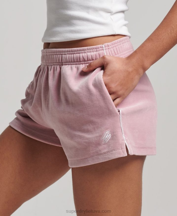 Superdry S Logo Velour Shorts Pink Women