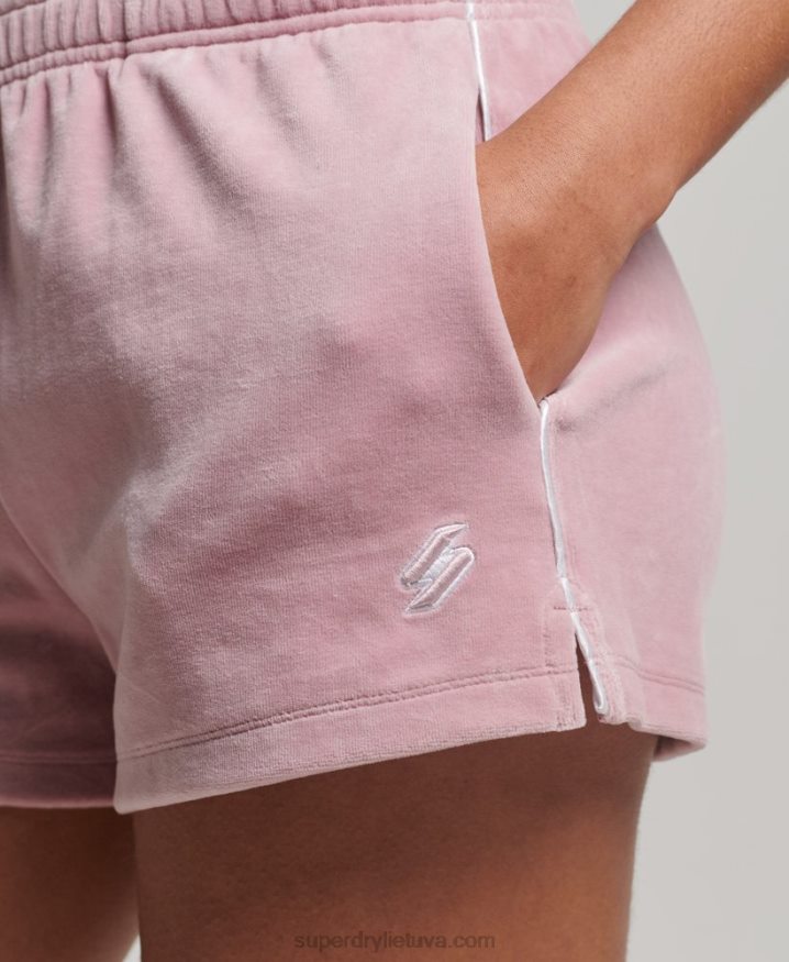 Superdry S Logo Velour Shorts Pink Women