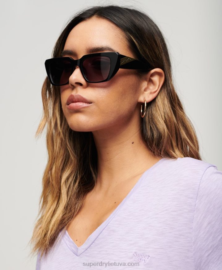 Superdry SDR 90s Angular Sunglasses Black Women