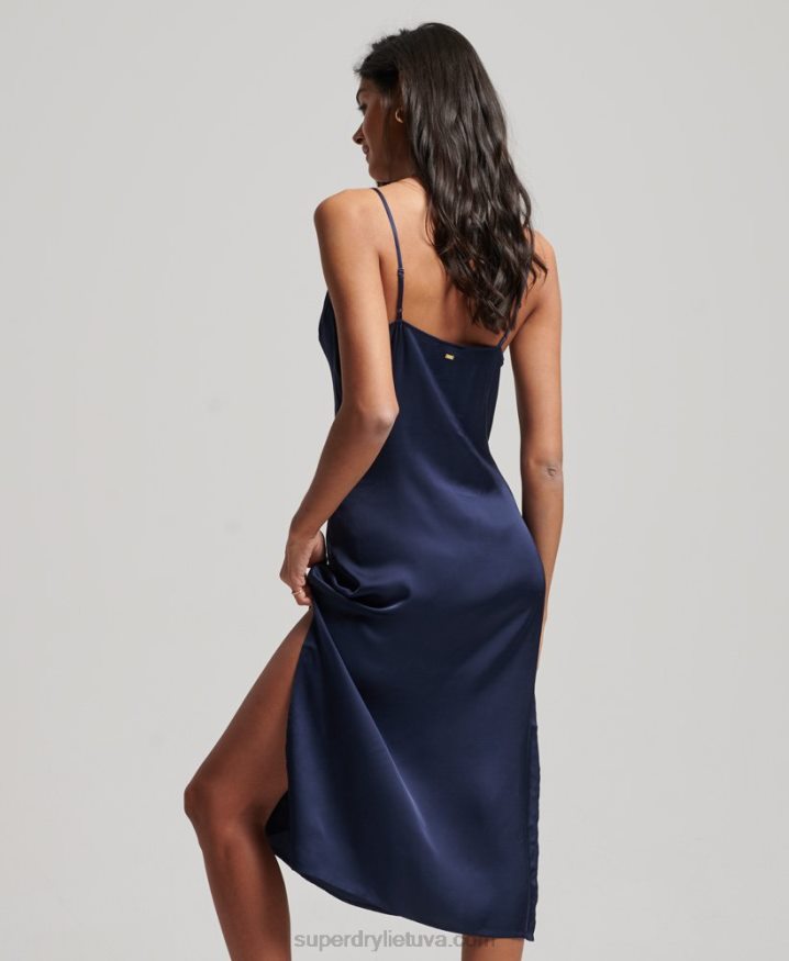 Superdry Satin Cami Midi Dress Navy Women