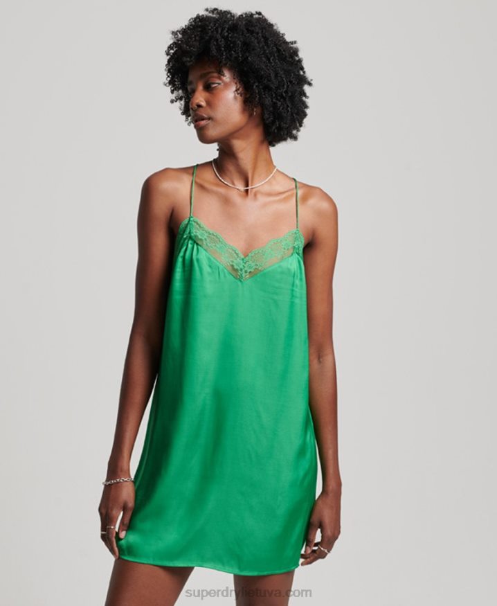 Superdry Satin Cami Mini Dress Green Women