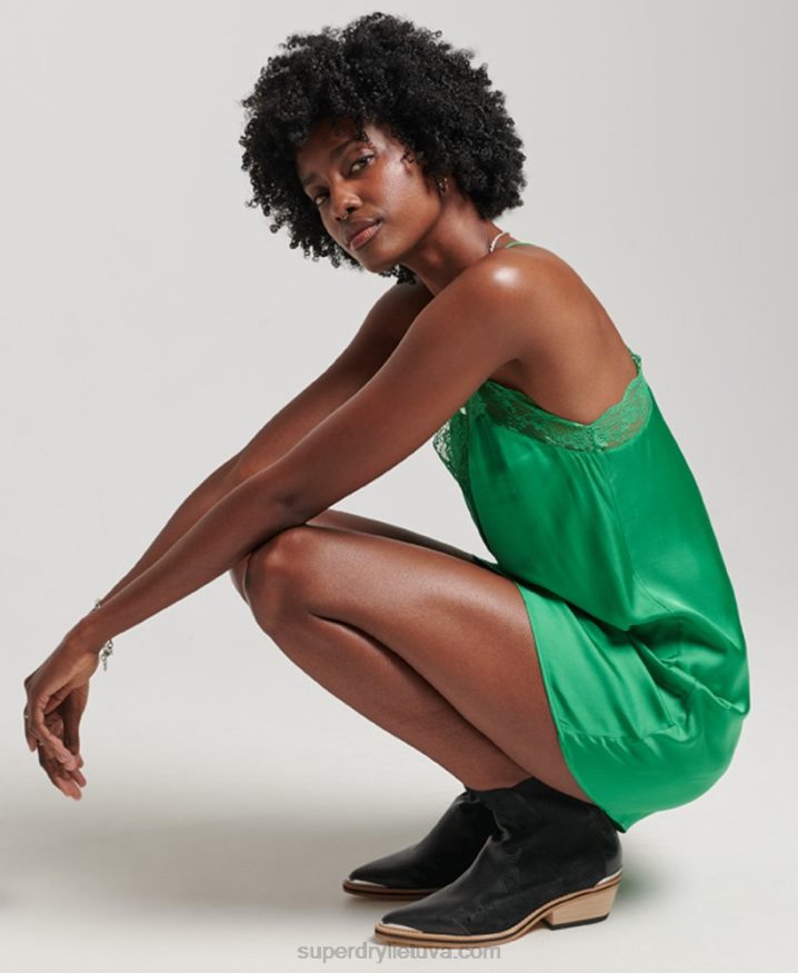 Superdry Satin Cami Mini Dress Green Women