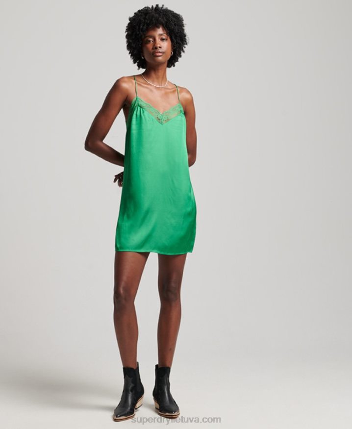 Superdry Satin Cami Mini Dress Green Women