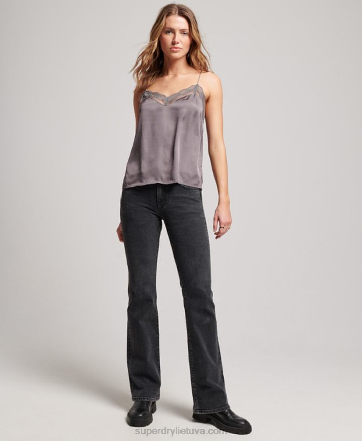 Superdry Satin Cami Top Grey Women