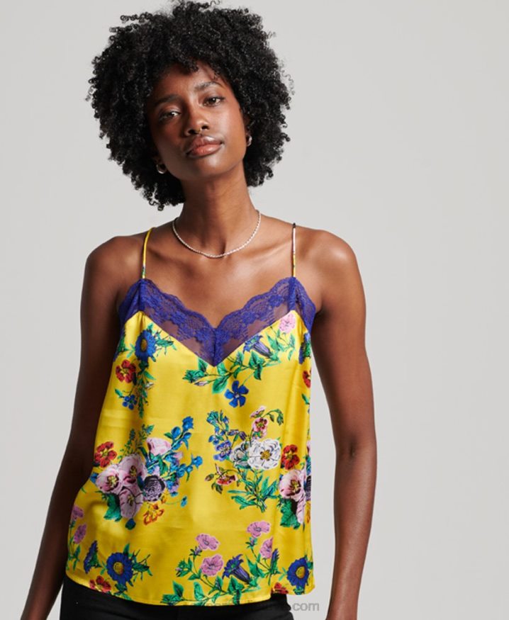 Superdry Satin Cami Top Yellow Women