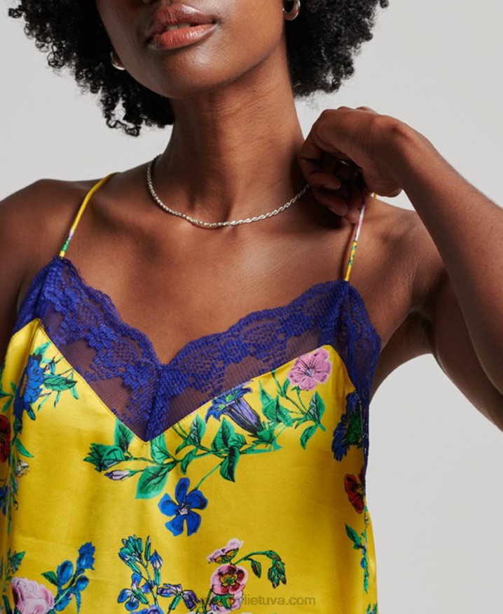 Superdry Satin Cami Top Yellow Women