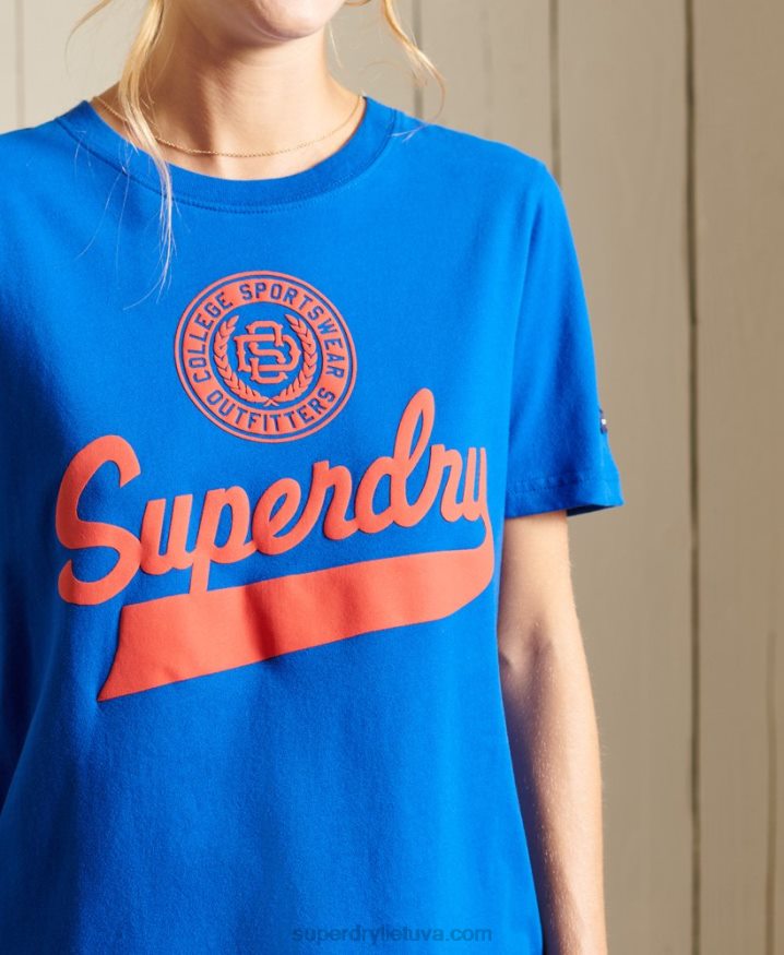 Superdry Script Style College T-Shirt Blue Women