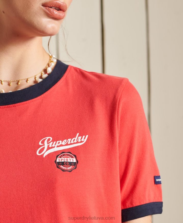 Superdry Script Style College T-Shirt Red Women